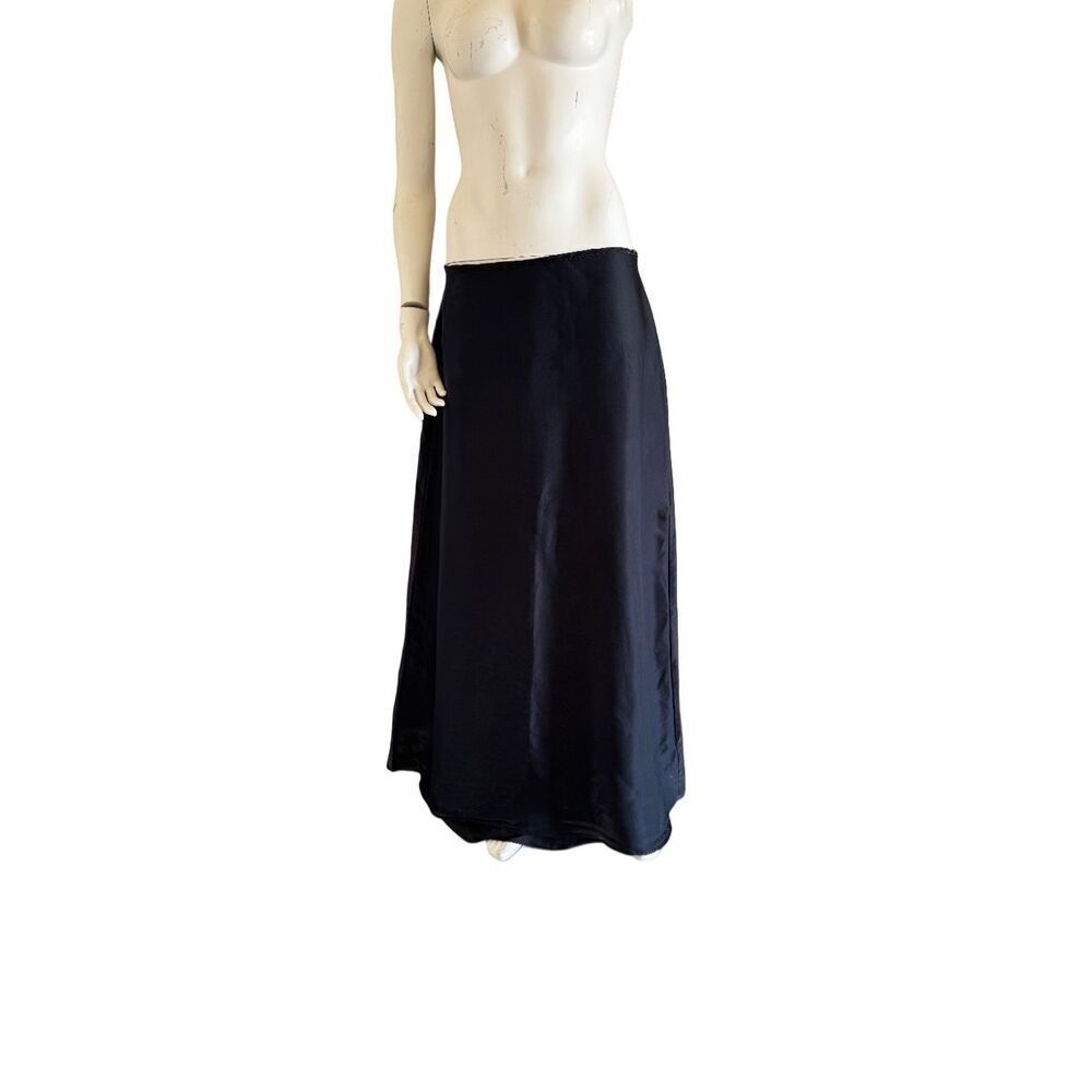 Fiesta jet black sheen shimmer iridescent maxi long A-line full skirt black 90s